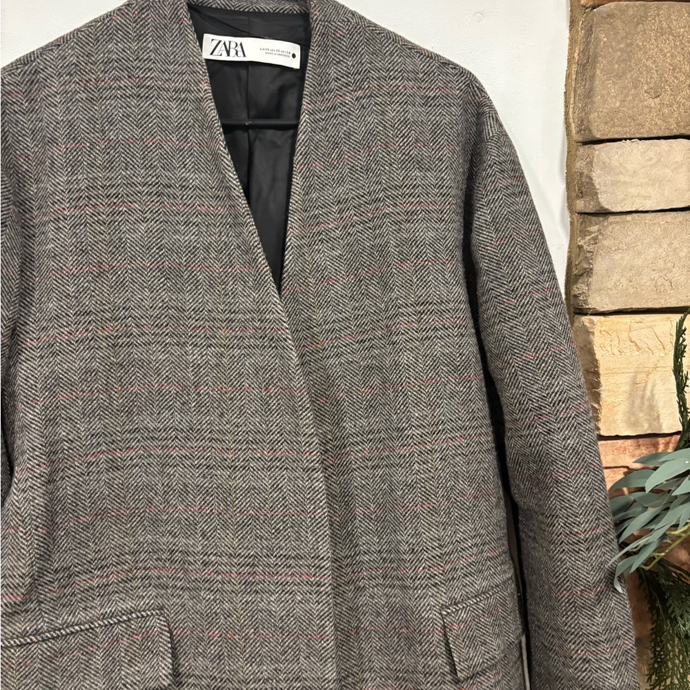 Zara Herringbone Patterned Coat - image 5